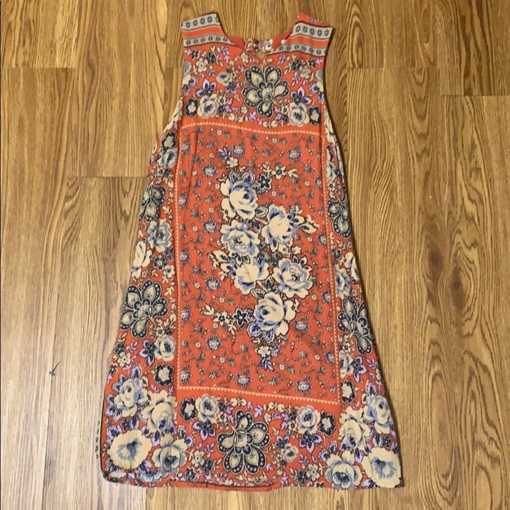 ecote Orange Floral Silk Dress